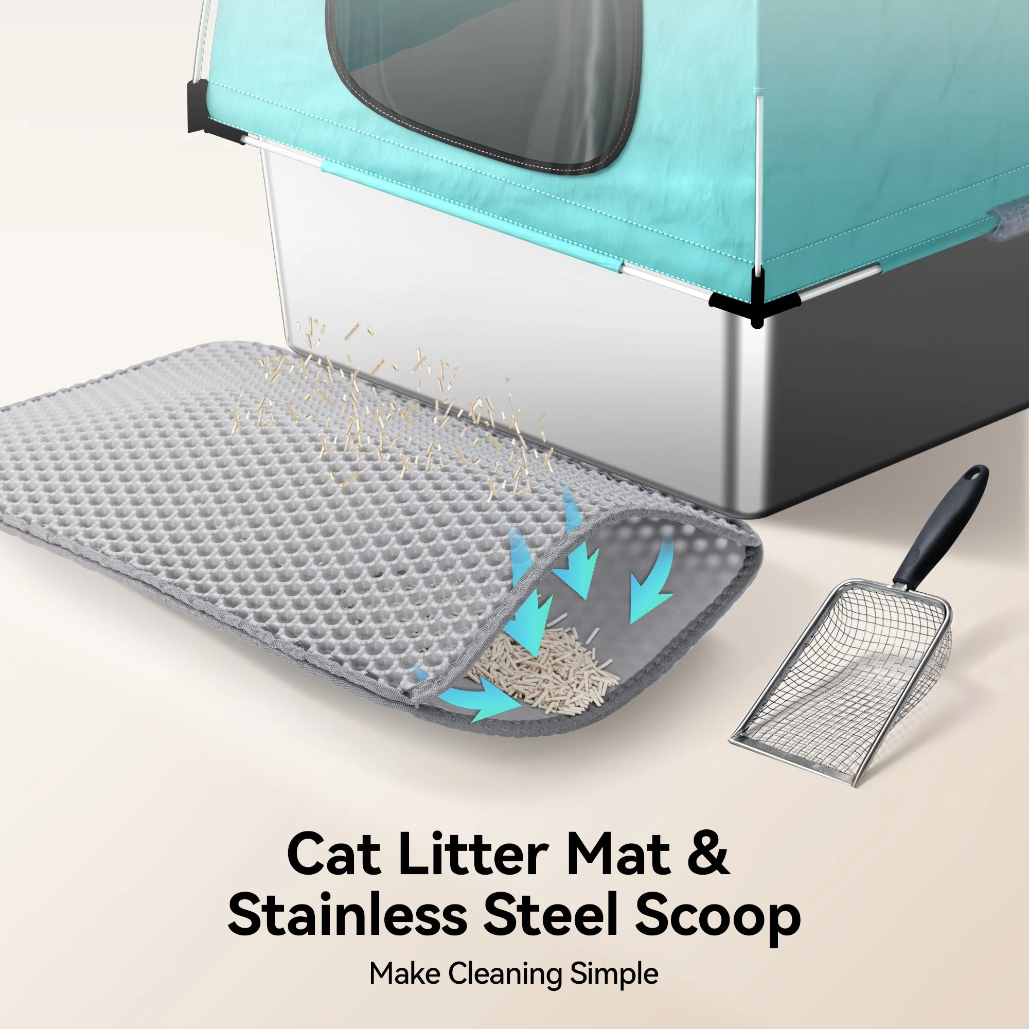 Meowant 3-in-1 Stainless Steel Cat Litter Box-LB05 - Image 3