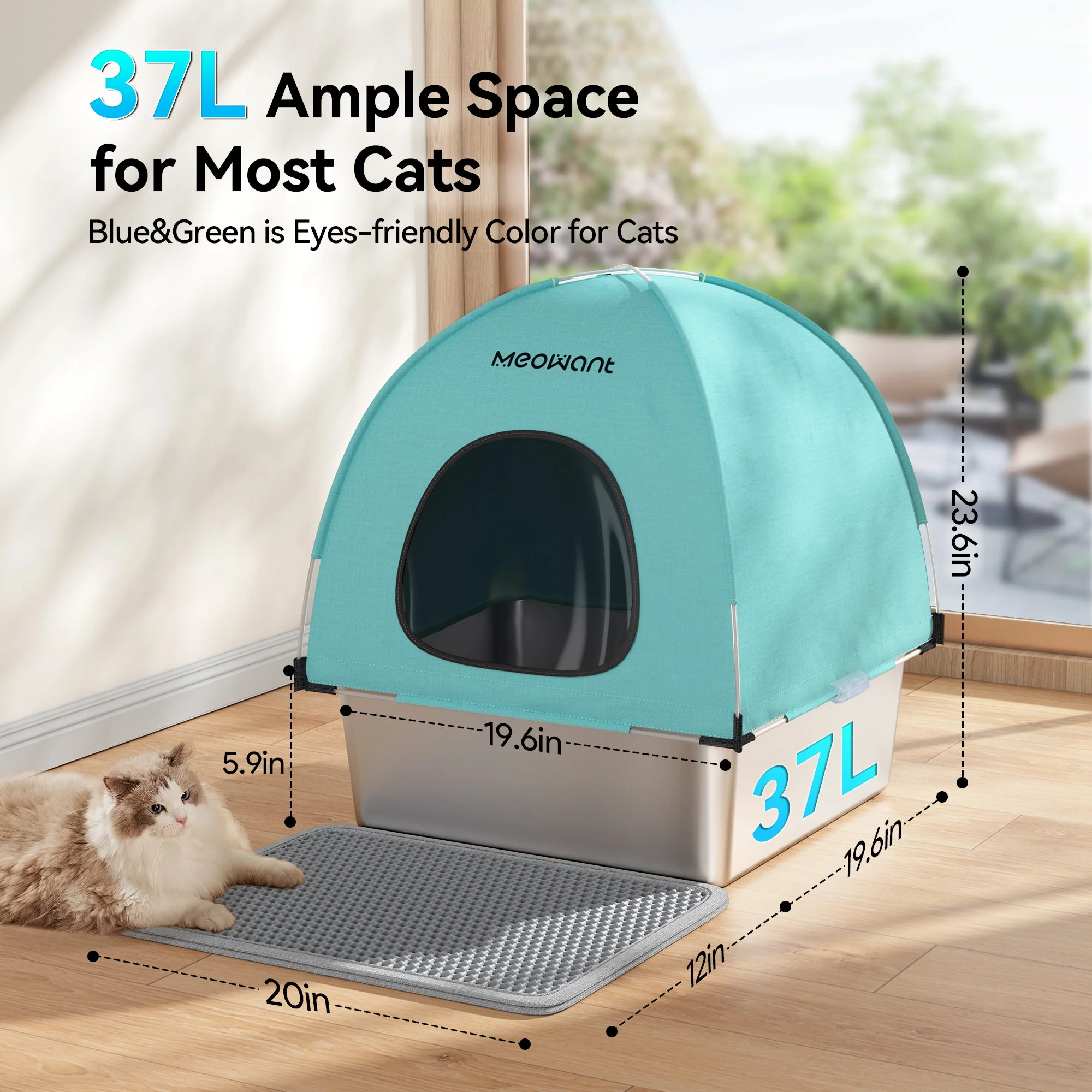 Meowant 3-in-1 Stainless Steel Cat Litter Box-LB05 - Image 7
